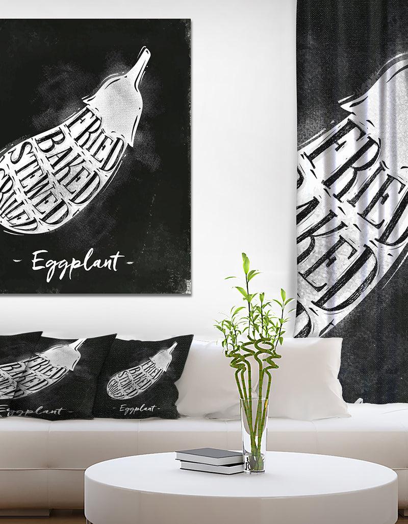 DesignQ Eggplant cutting scheme chalk - Farmhouse Food Painting Print on Wrapped Canvas