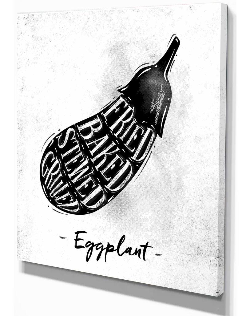 DesignQ Eggplant Cutting Scheme - Farmhouse Food Painting Print On Wrapped Canvas