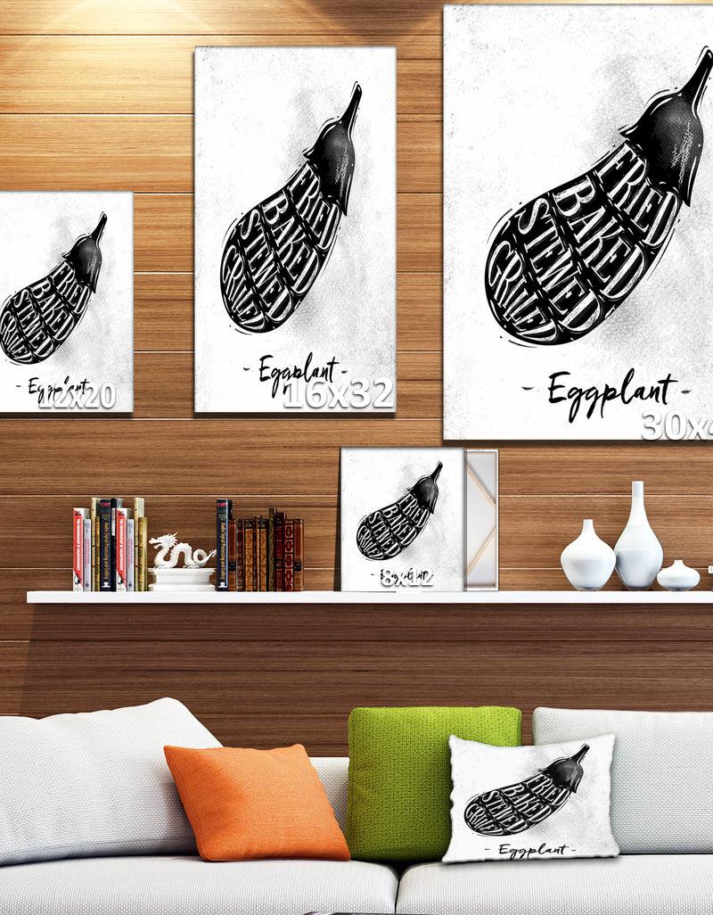 DesignQ Eggplant Cutting Scheme - Farmhouse Food Painting Print On Wrapped Canvas