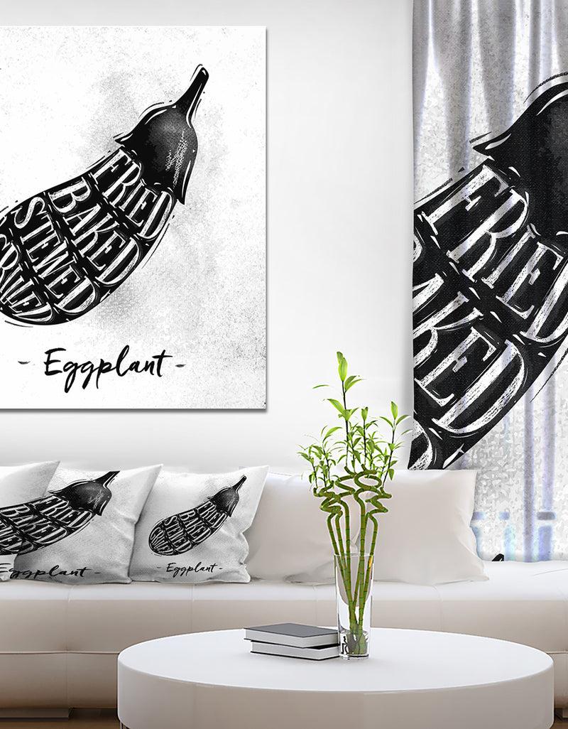 DesignQ Eggplant cutting scheme - Farmhouse Food Painting Print on Wrapped Canvas