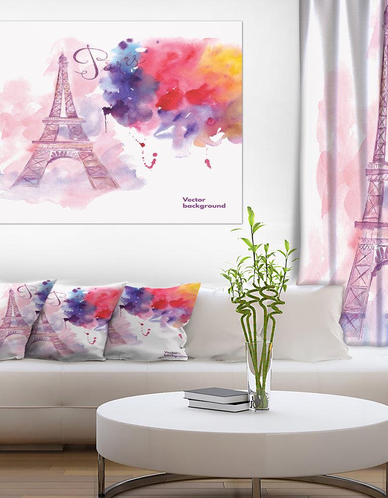 DesignQ Eiffel Tower in Cloud of Colors - Watercolor Painting Canvas Print