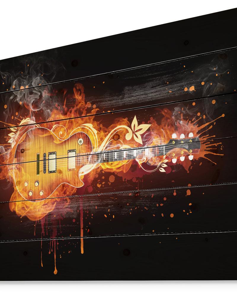 DesignQ Electric Guitar - Abstract Print On Natural Pine Wood