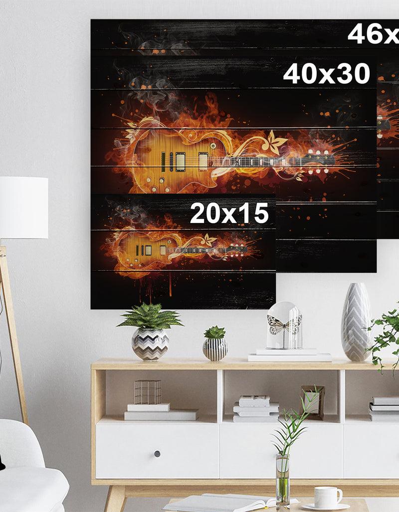 DesignQ Electric Guitar - Abstract Print On Natural Pine Wood