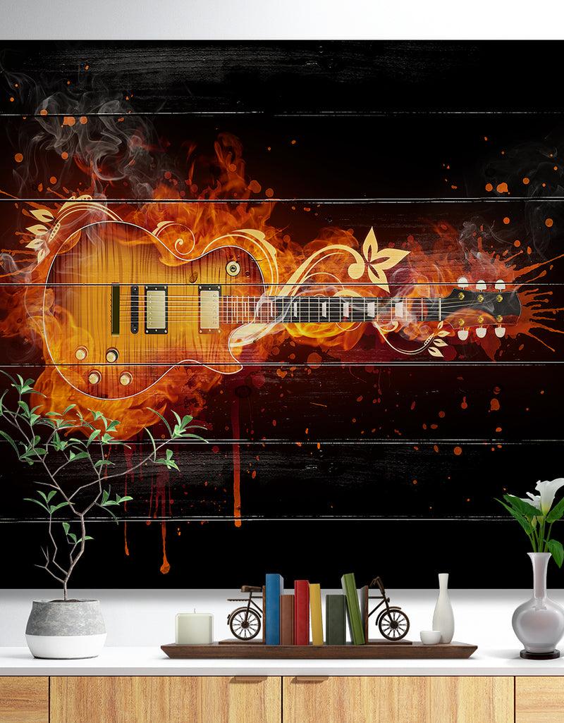 DesignQ Electric Guitar - Abstract Print on Natural Pine Wood