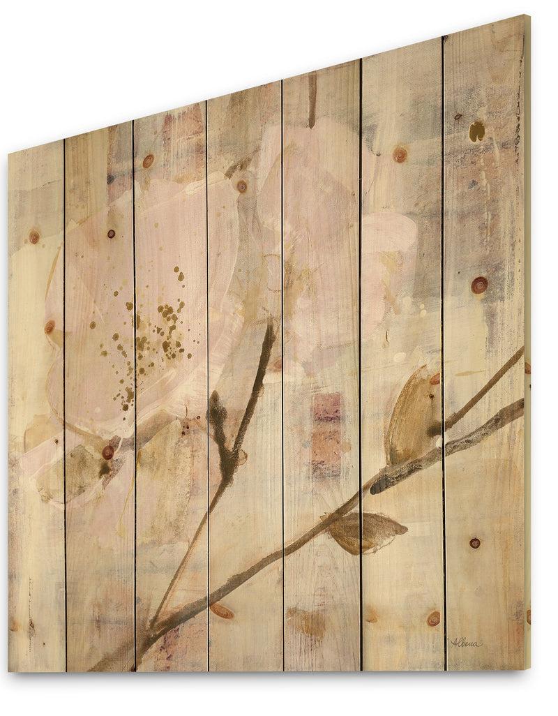 DesignQ Elegance I Pink - Shabby Chic Print On Natural Pine Wood