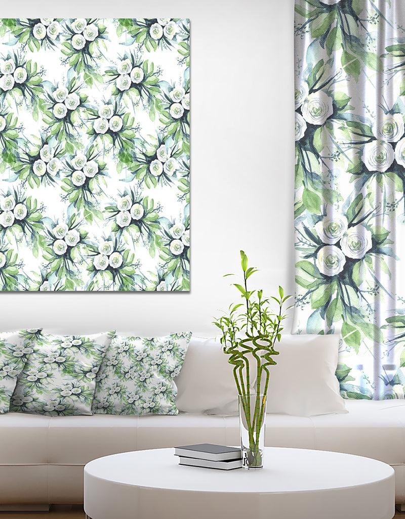 DesignQ Elegant White Roses Bridesmaid's Bouquet - Floral Painting Print on Wrapped Canvas