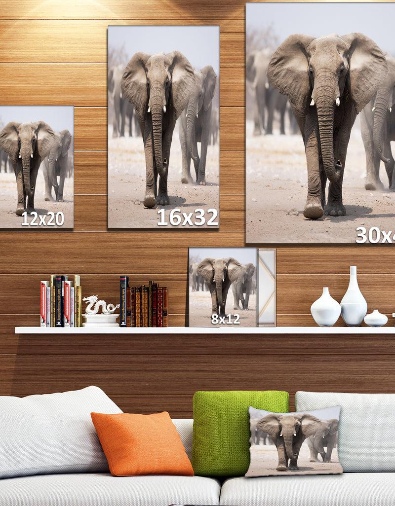 DesignQ Elephant Herd - Africa Animals Photography On Wrapped Canvas