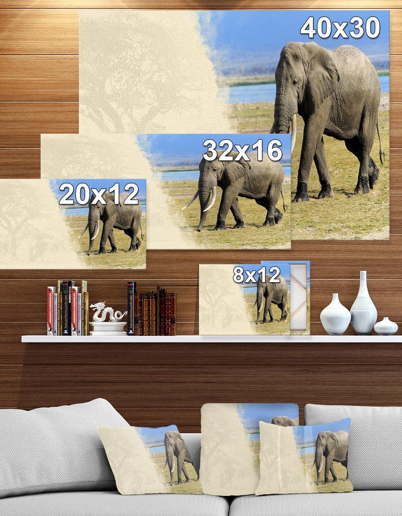 DesignQ Elephant On Textured Paper - Africa Animals Photography On Wrapped Canvas