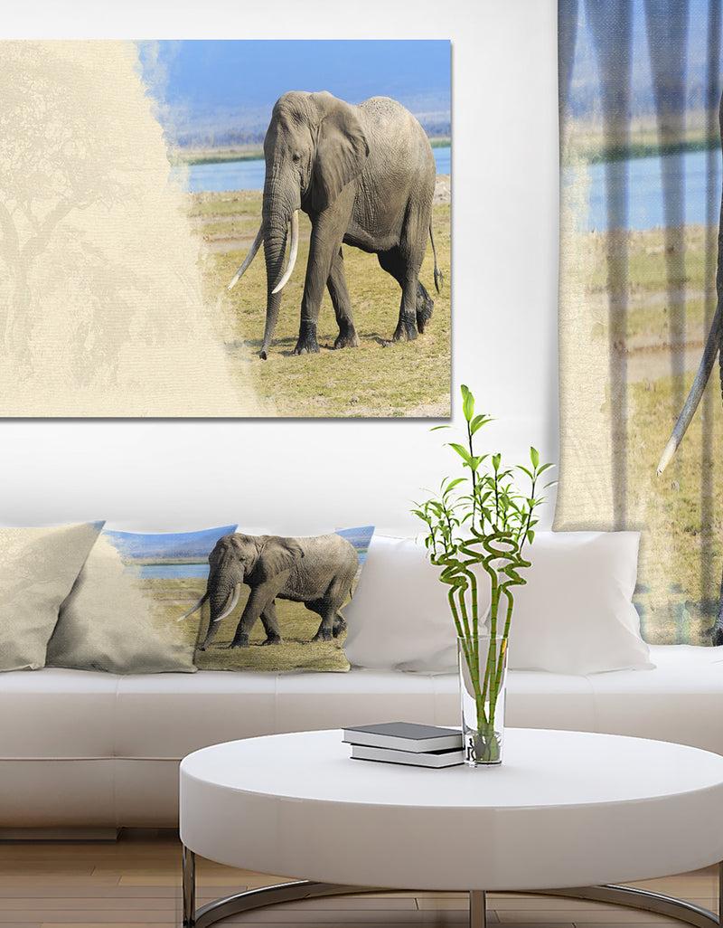 DesignQ Elephant on textured paper - Africa Animals photography on Wrapped Canvas
