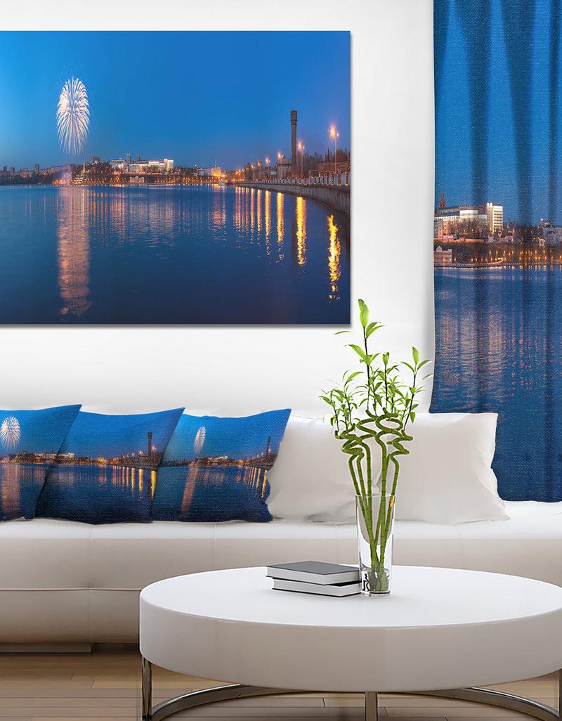 DesignQ Embankment of City Panorama - Modern Cityscape Wall Art