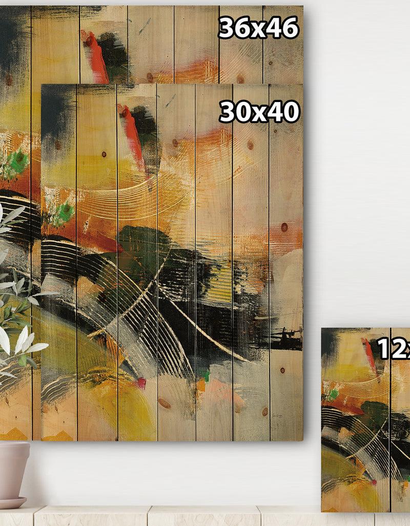 DesignQ End Of The Orange Rainbow I - Modern & Contemporary Print On Natural Pine Wood