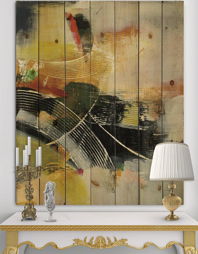 DesignQ End of the Orange Rainbow I - Modern & Contemporary Print on Natural Pine Wood