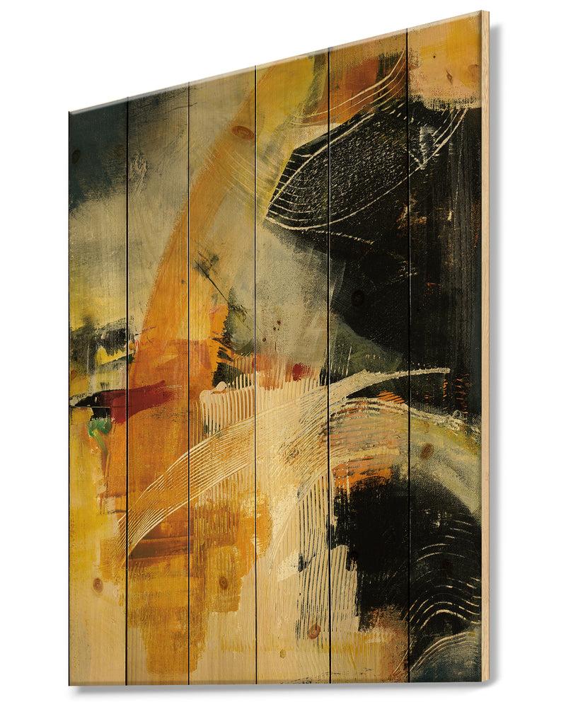 DesignQ End Of The Orange Rainbow II - Modern & Contemporary Print On Natural Pine Wood
