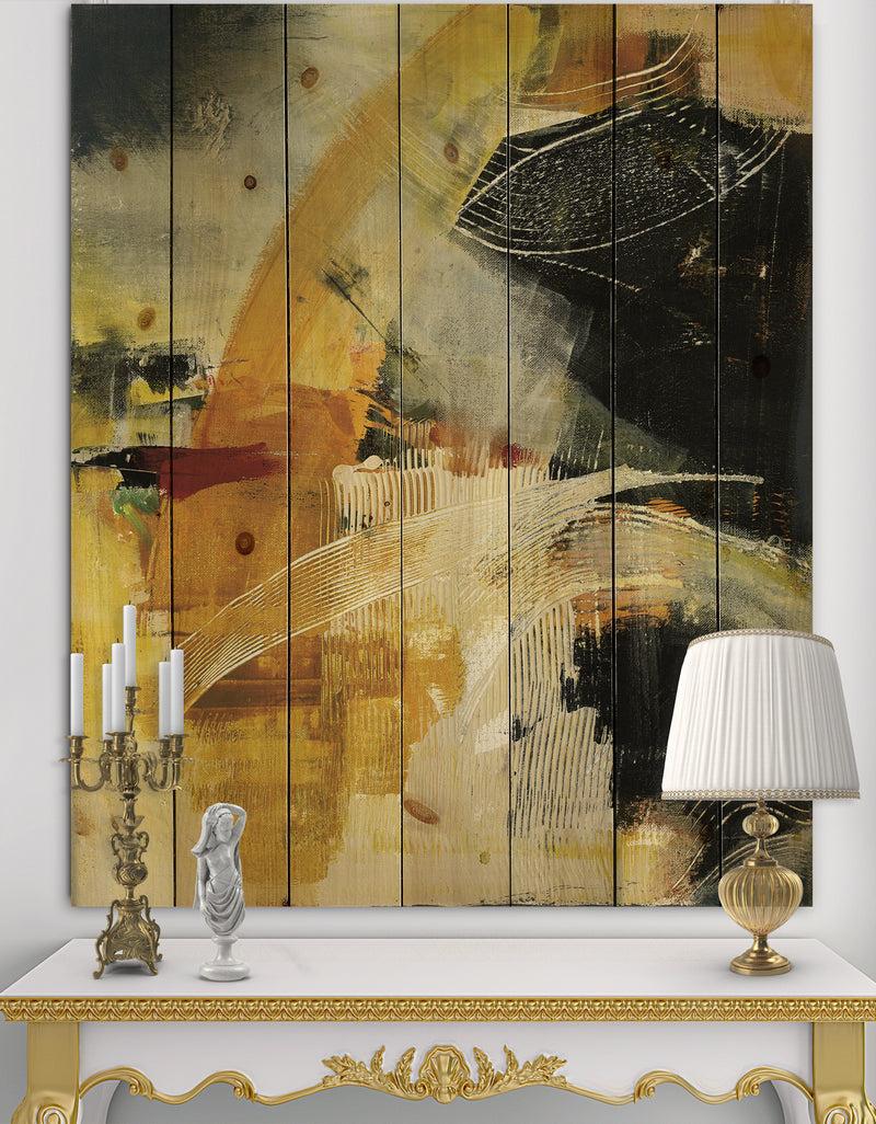 DesignQ End of the Orange Rainbow II - Modern & Contemporary Print on Natural Pine Wood
