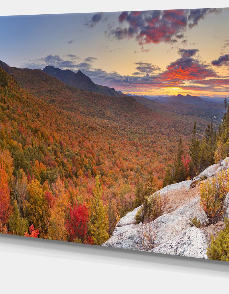DesignQ Endless Forests In Fall Panorama - Landscape Wall Art On Canvas