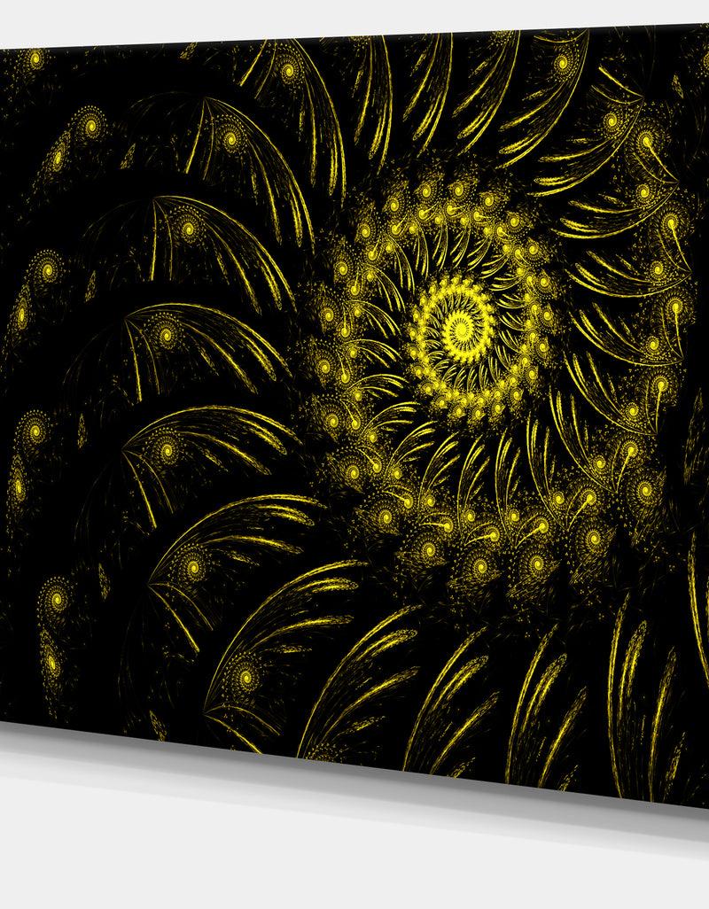 DesignQ Endless Spiral Snail Yellow - Abstract Digital Art Canvas Print