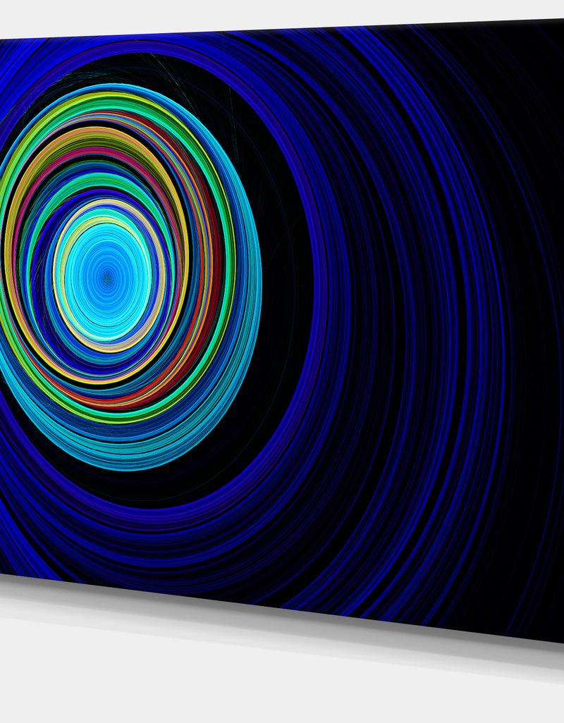 DesignQ Endless Tunnel Blue Ripples - Abstract Digital Art Canvas Print