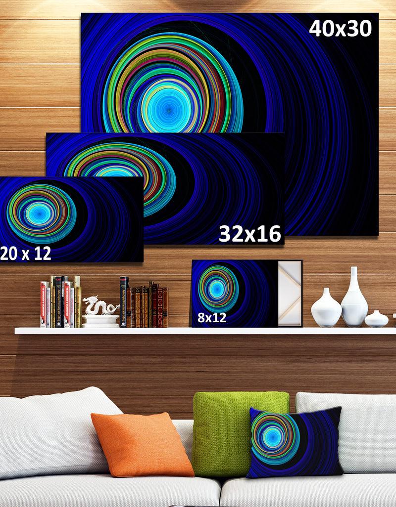 DesignQ Endless Tunnel Blue Ripples - Abstract Digital Art Canvas Print