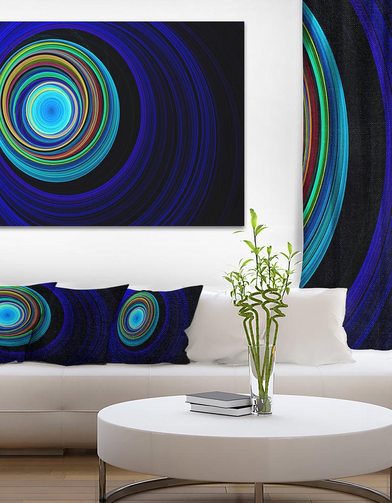 DesignQ Endless Tunnel Blue Ripples - Abstract Digital Art Canvas Print