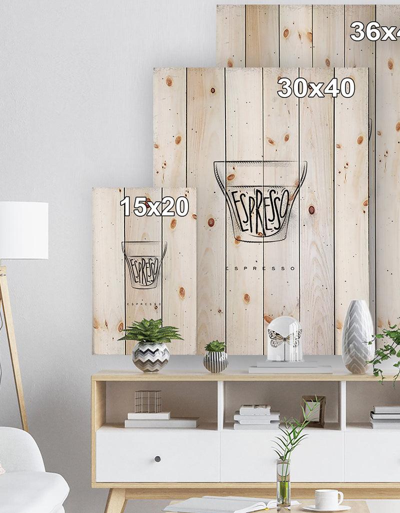 DesignQ Espresso Cup White - Food Painting Print On Natural Pine Wood