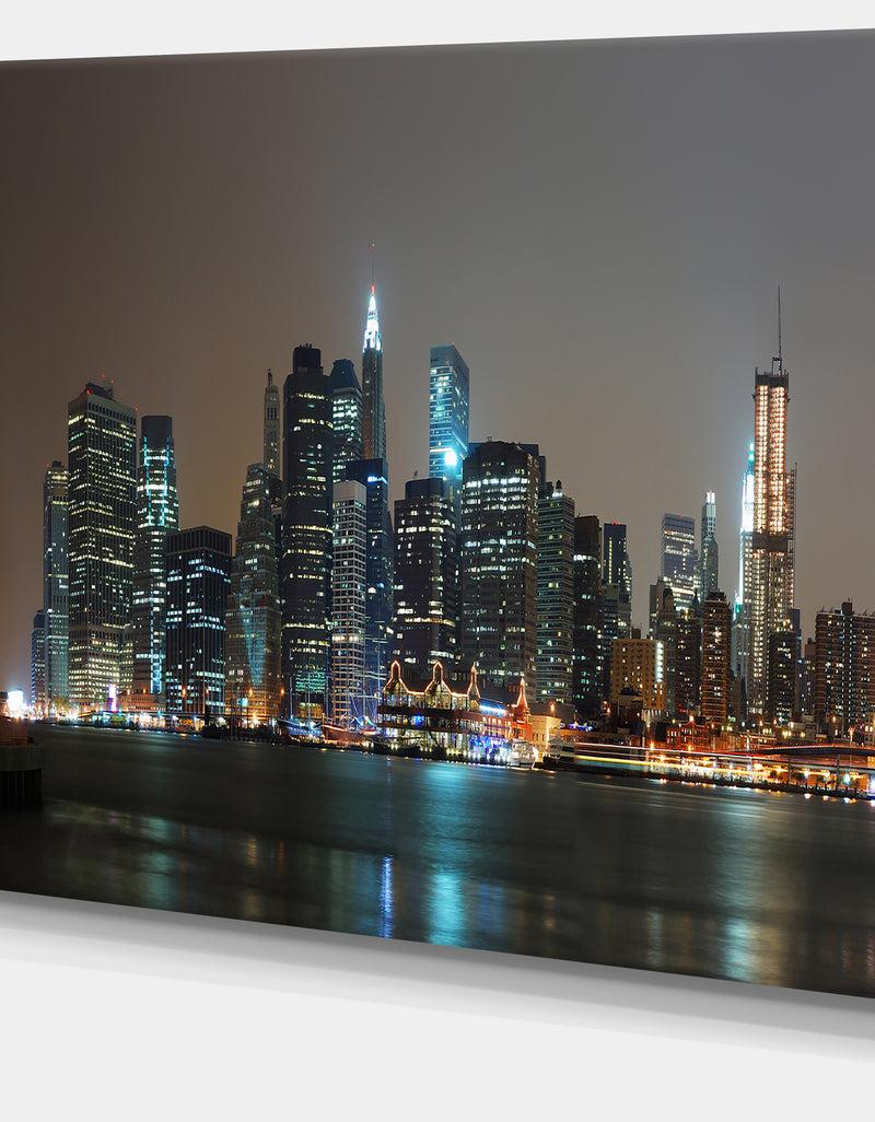 DesignQ Evening New York Panorama - Cityscape Canvas Wall Art