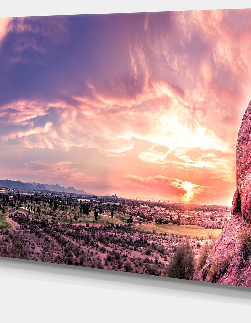 DesignQ Evening Red Sky Over Phoenix Arizona - Landscape Artwork Canvas