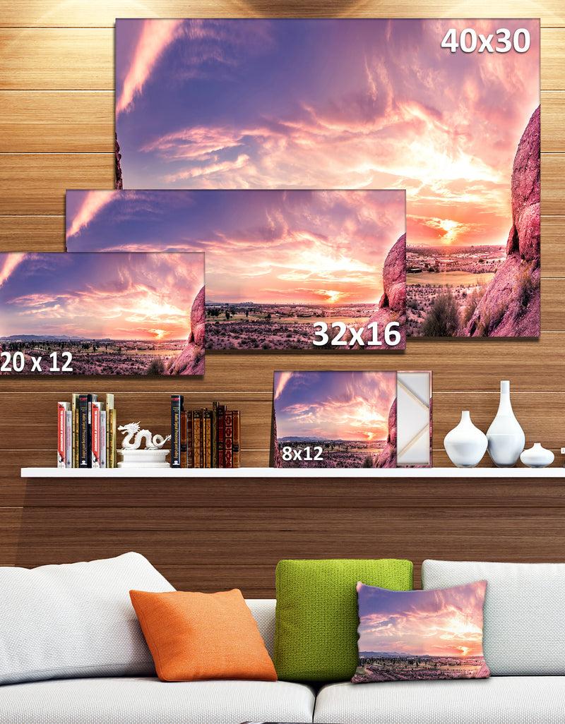 DesignQ Evening Red Sky Over Phoenix Arizona - Landscape Artwork Canvas