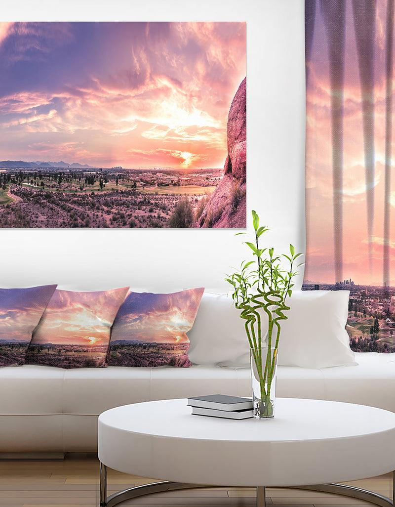 DesignQ Evening Red Sky Over Phoenix Arizona - Landscape Artwork Canvas