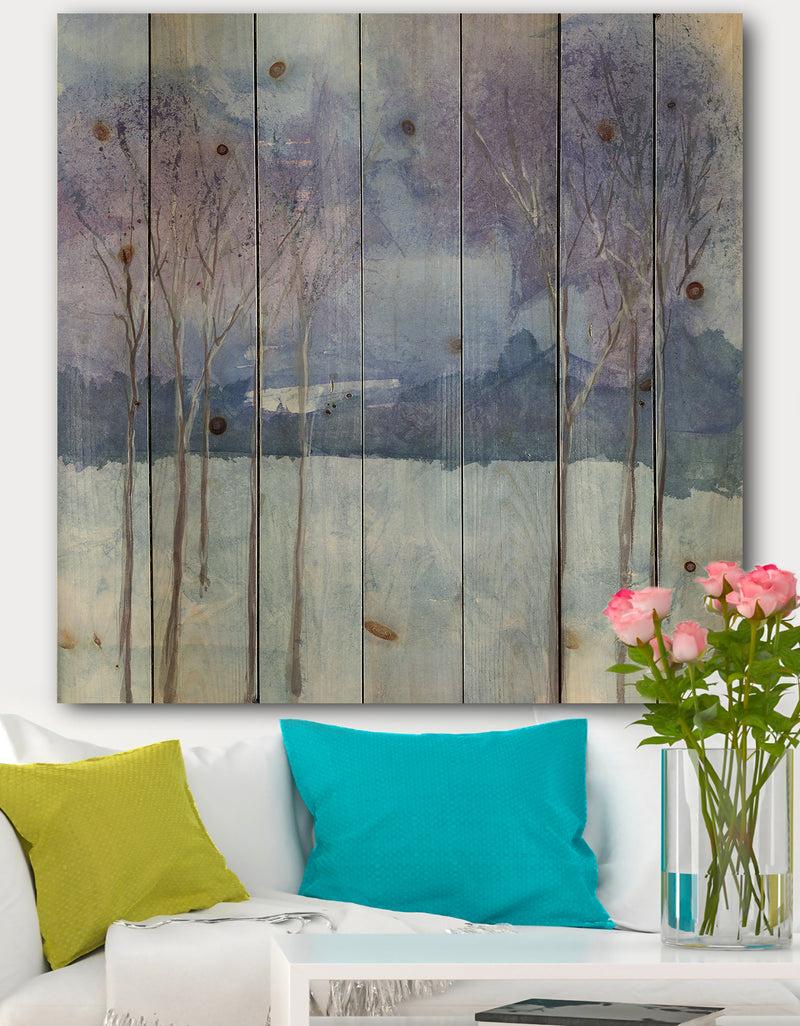 DesignQ Evening Serenade II - Traditional Landscape Print on Natural Pine Wood