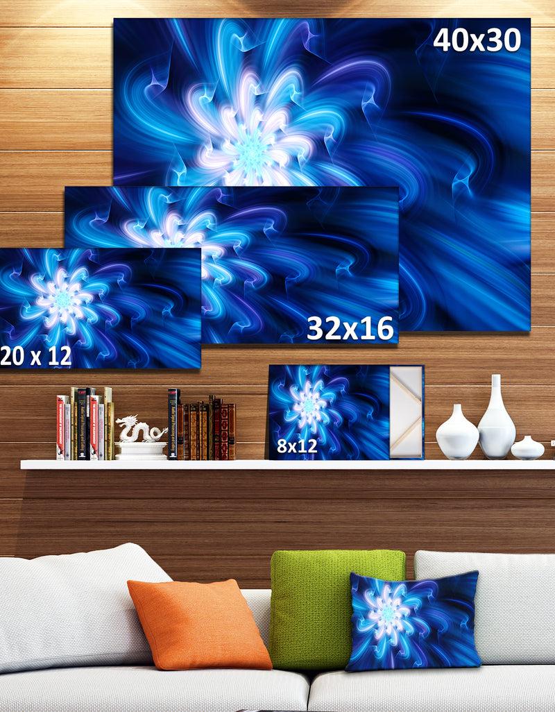 DesignQ Exotic Blue Flower Dance Of Petals - Extra Large Floral Canvas Art Print
