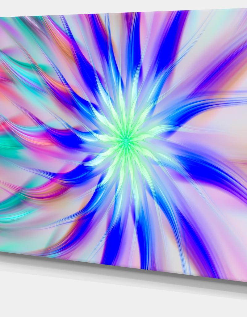DesignQ Exotic Blue Fractal Spiral Flower - Extra Large Abstract Canvas Art Print