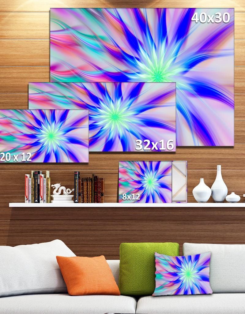 DesignQ Exotic Blue Fractal Spiral Flower - Extra Large Abstract Canvas Art Print