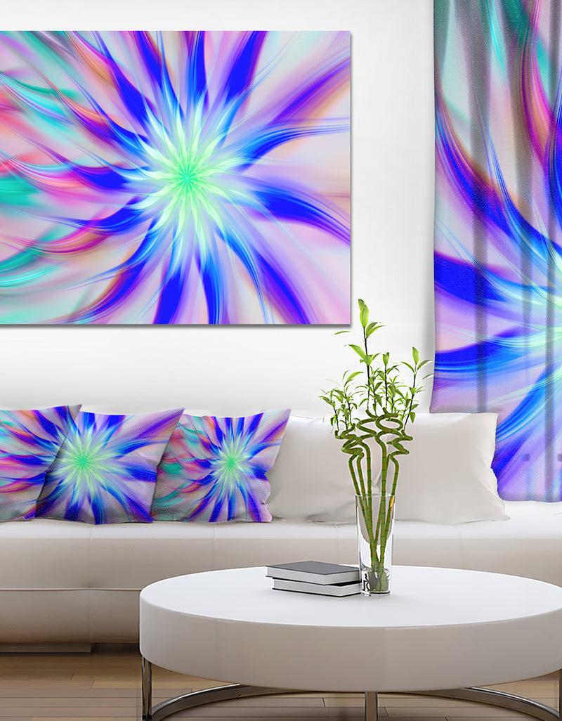 DesignQ Exotic Blue Fractal Spiral Flower - Extra Large Abstract Canvas Art Print