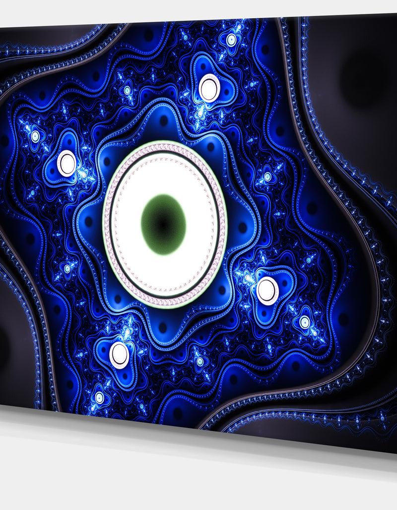 DesignQ Exotic Blue Pattern With Circles - Large Wall Art On Canvas