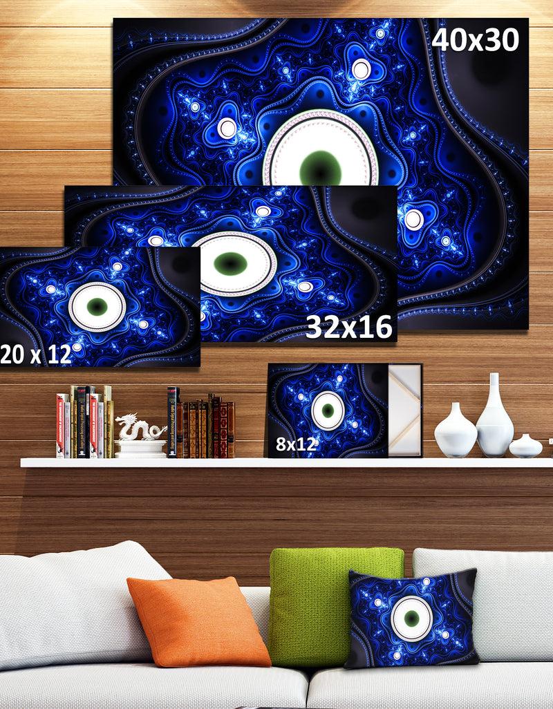 DesignQ Exotic Blue Pattern With Circles - Large Wall Art On Canvas
