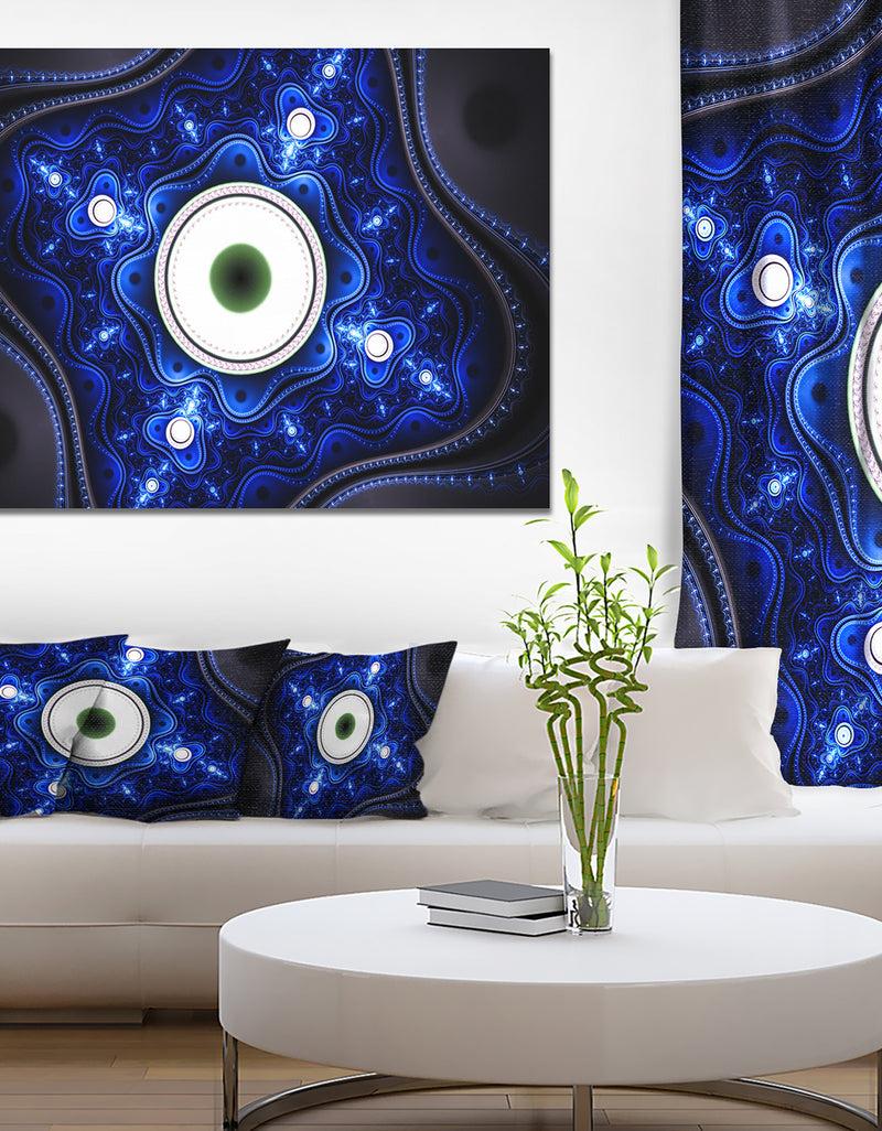 DesignQ Exotic Blue Pattern with Circles - Large Wall Art on Canvas