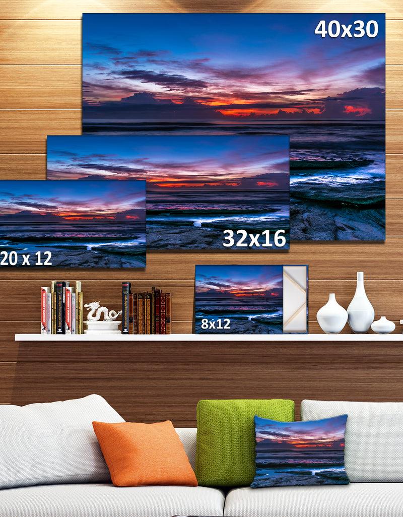 DesignQ Exotic Dark Blue Coquina Dawn - Beach Canvas Wall Art