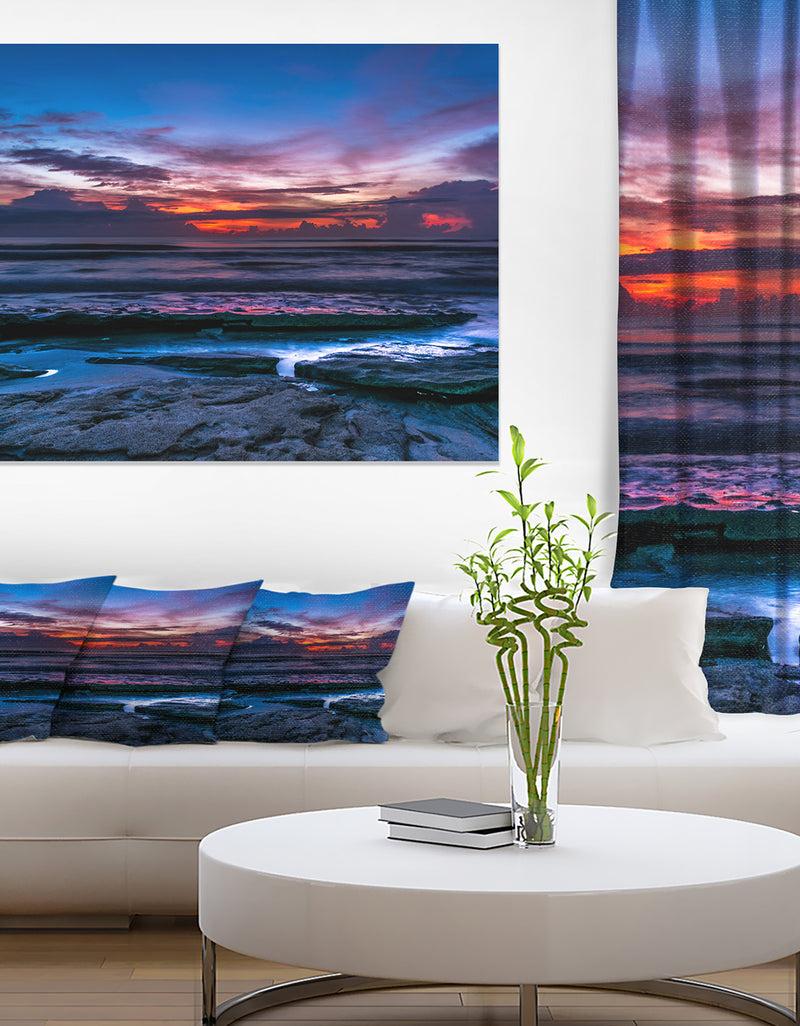 DesignQ Exotic Dark Blue Coquina Dawn - Beach Canvas Wall Art