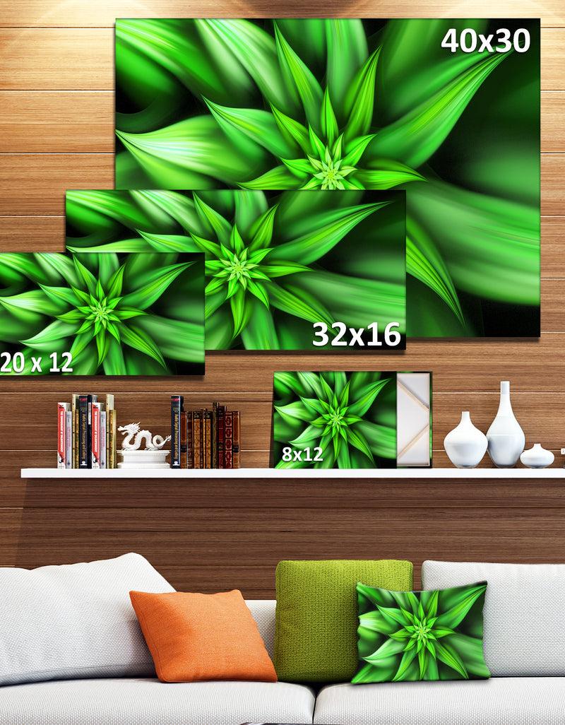 DesignQ Exotic Green Flower Petals - Extra Large Floral Wall Art On Canvas