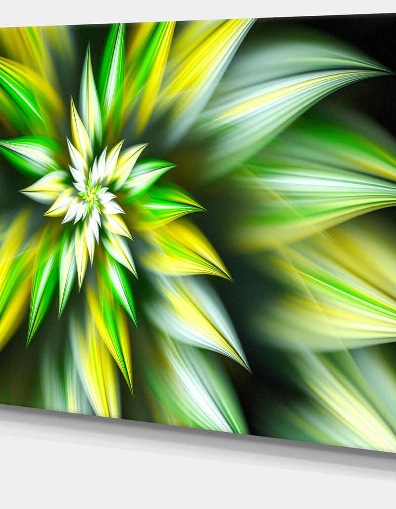 DesignQ Exotic Green Fractal Spiral Flower - Extra Large Abstract Canvas Art Print
