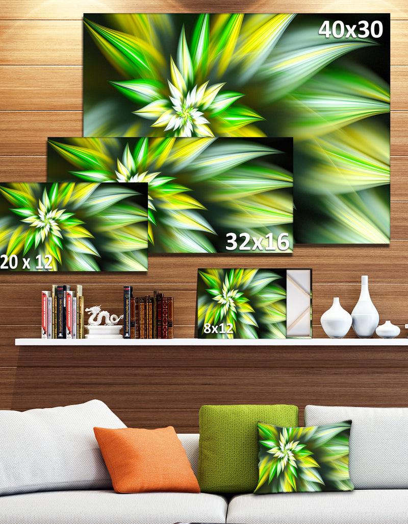 DesignQ Exotic Green Fractal Spiral Flower - Extra Large Abstract Canvas Art Print