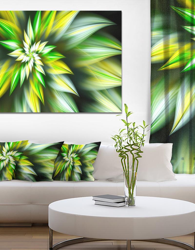 DesignQ Exotic Green Fractal Spiral Flower - Extra Large Abstract Canvas Art Print