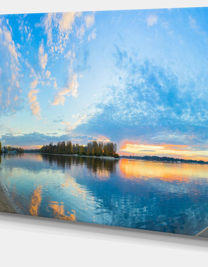 DesignQ Exotic Sunrise On River Autumn - Oversized Beach Canvas Artwork
