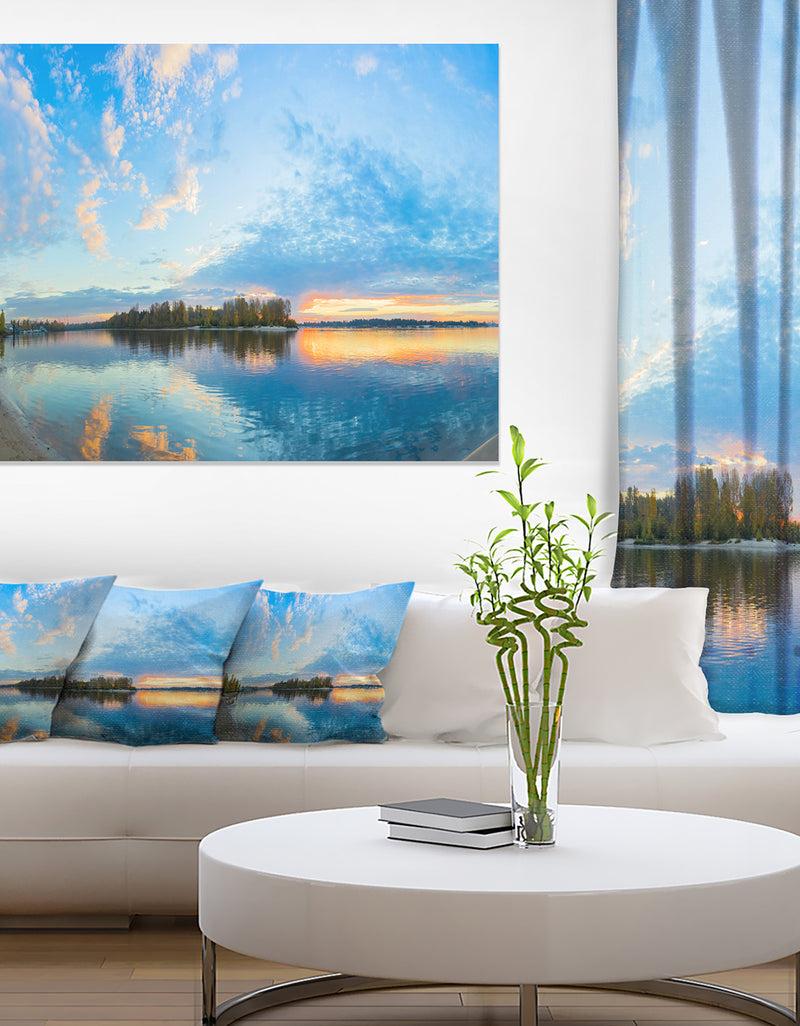 DesignQ Exotic Sunrise on River Autumn - Oversized Beach Canvas Artwork