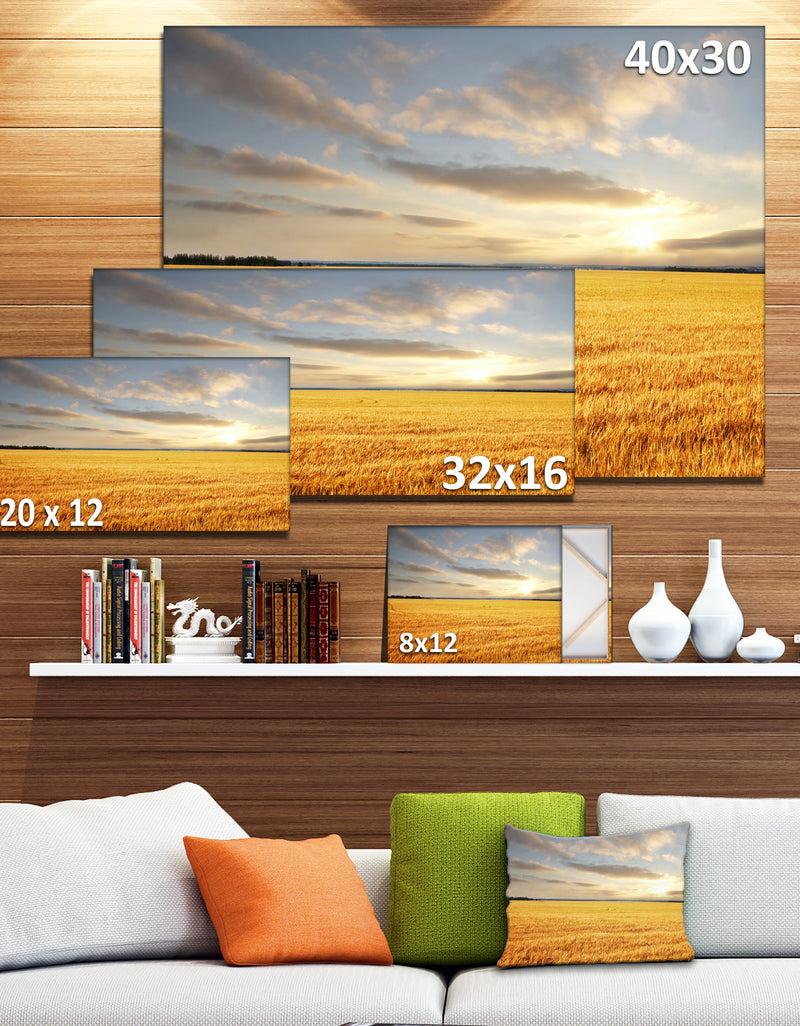 DesignQ Expansive Brown Field - Landscape Wall Art Canvas
