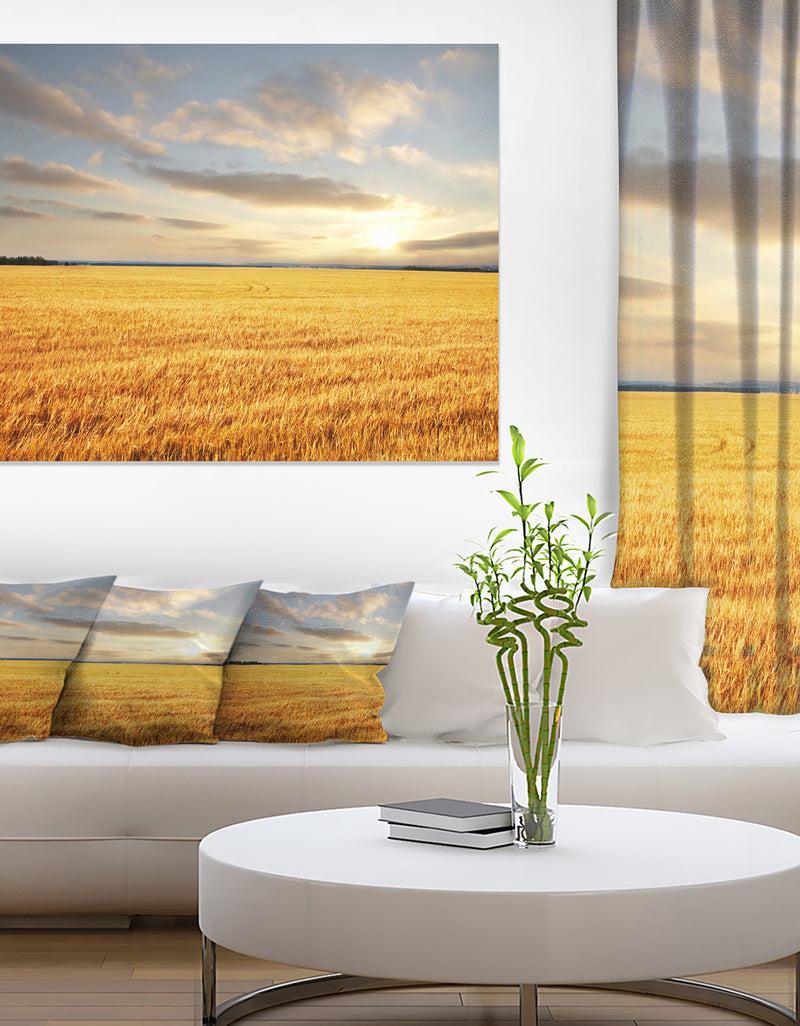 DesignQ Expansive Brown Field - Landscape Wall Art Canvas