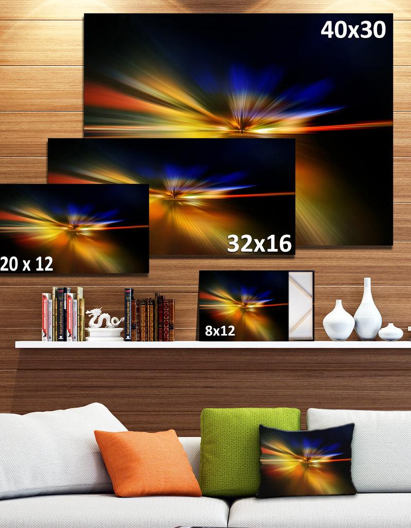 DesignQ Explosion Of Light In Black - Abstract Digital Art Canvas Print