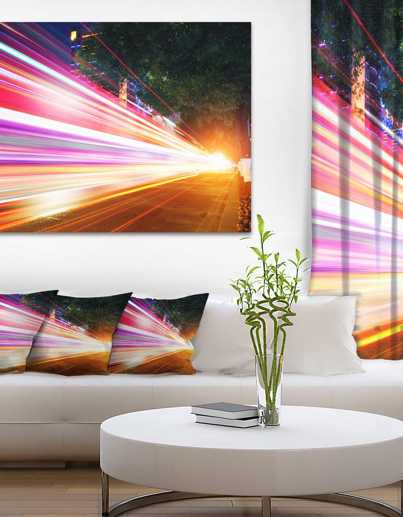 DesignQ Expressway Light Trails - Cityscape Photo Canvas Art Print