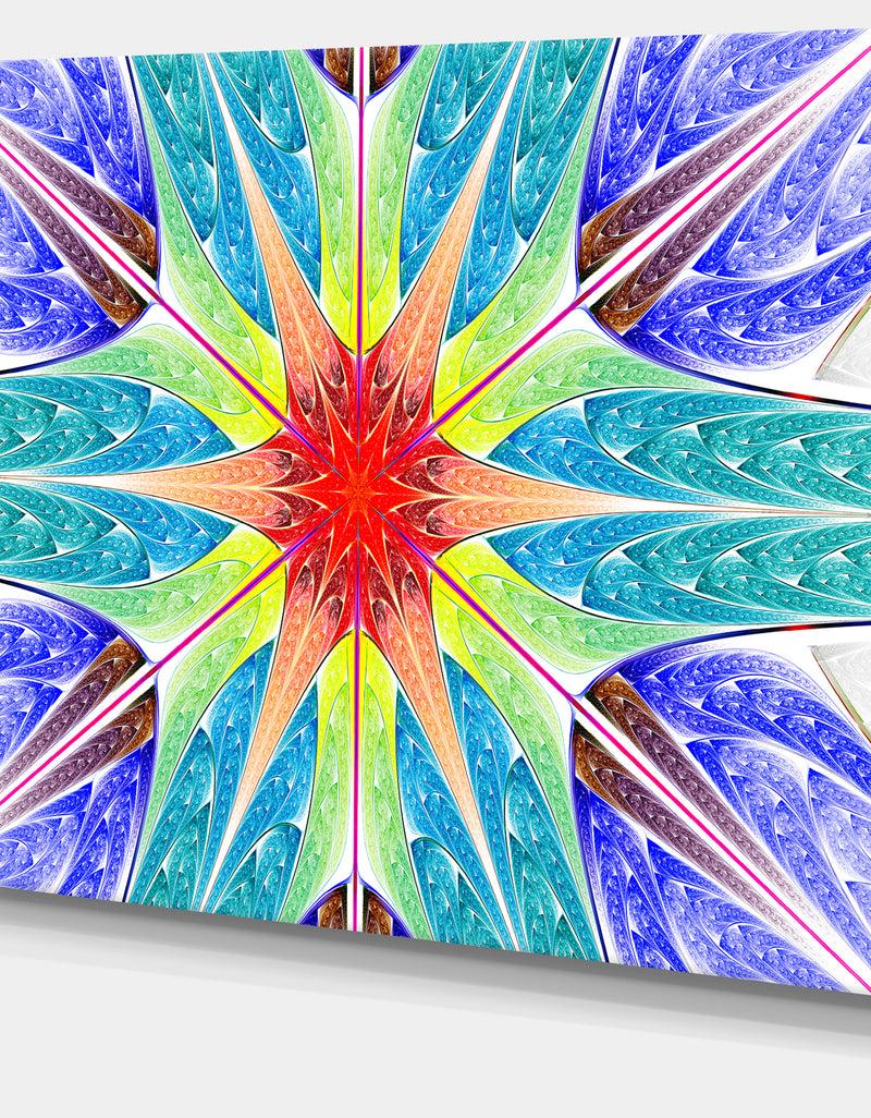 DesignQ Extraordinary Fractal Blue Design - Large Wall Art On Canvas