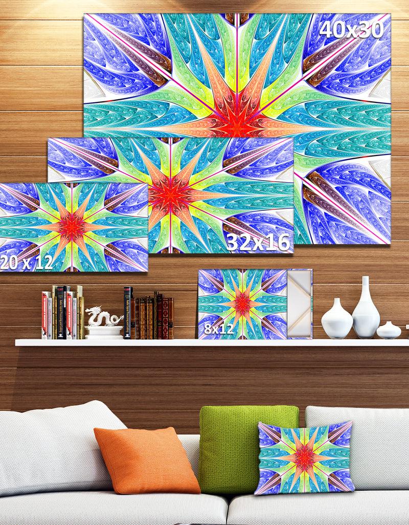 DesignQ Extraordinary Fractal Blue Design - Large Wall Art On Canvas